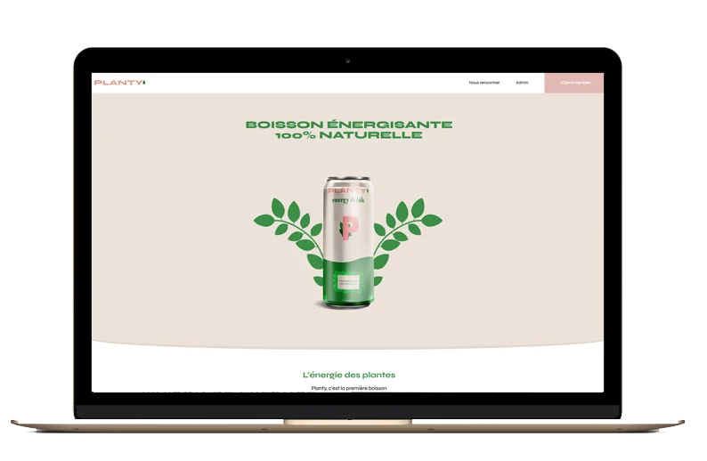 La page d'accueil du projet Planty, affiché sur un écran d'ordinateur portable