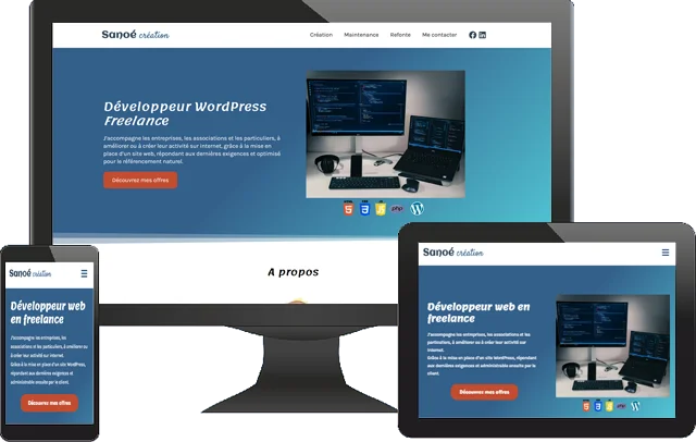 Représentation affichage du site Sanoe Creation sur différents supports