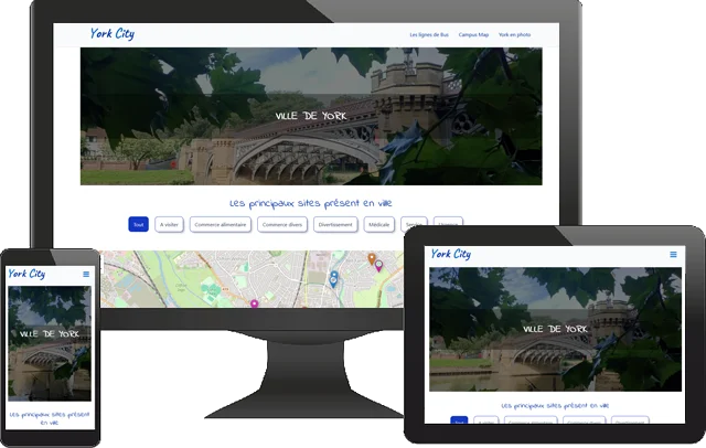 Représentation affichage du site York City sur différents supports