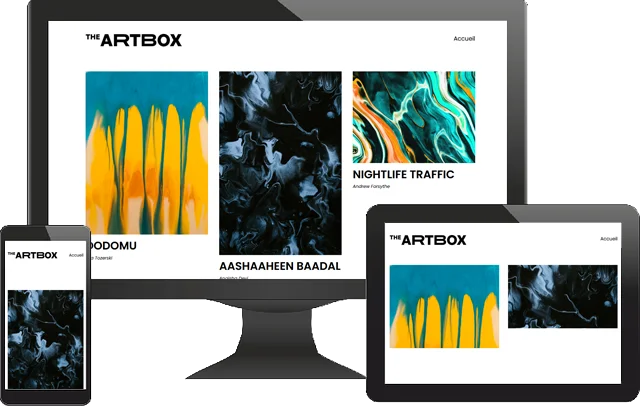 Représentation affichage du site The Artbox sur différents supports