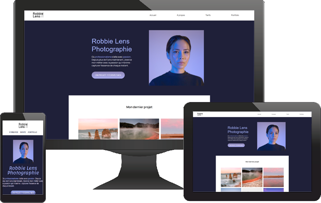 Représentation affichage du site Robbie-Lens sur différents supports