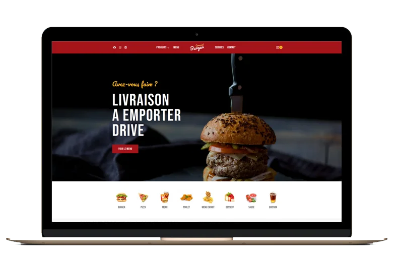 La page d'accueil du site Gourmet Burger