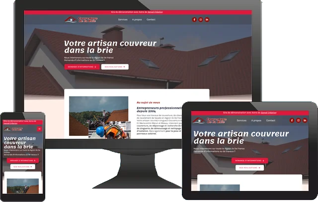 Représentation affichage du site Artisan Couvreur sur différents supports