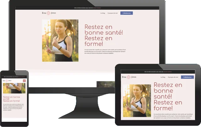 Représentation affichage du site Eva Jonas sur différents supports