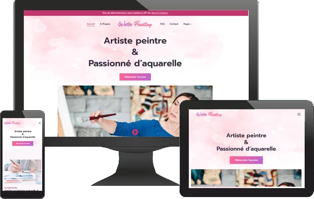 Représentation affichage du site Water Painting sur différents supports