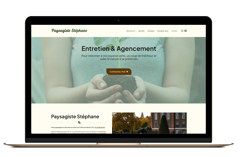 Page d'accueil du site du paysagiste Stéphane