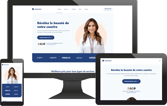 Représentation affichage du site Smile Dent sur différents supports